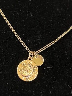 Gold Coin Moon and Star Necklace